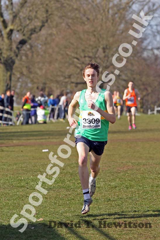 Scott Halsted finishing 2nd in the Under-17 Mens, McCain Inter Counties Cross Country, Cofton Park, Birmingham.